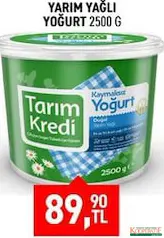 TARIM KREDİ YARIM YAĞLI YOĞURT 2500 G fiyat ve kampanya bilgisi